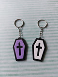 layered acrylic coffin keyrings