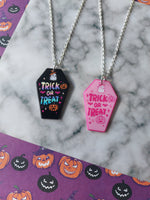 trick or treat coffin necklaces