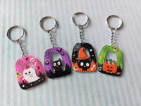 square glitter halloween keyrings 
