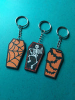 wooden coffin keyrings