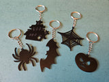 Halloween Keyring | Acrylic Pendant Keychain | Bat, Pumpkin, Haunted House & Spider Designs | Spooky Seasonal Gift