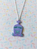 pastel goth necklace - "game over" gravestone