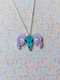 pastel goth necklace - ram skull 