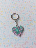 pastel goth keyring - ribcage heart 