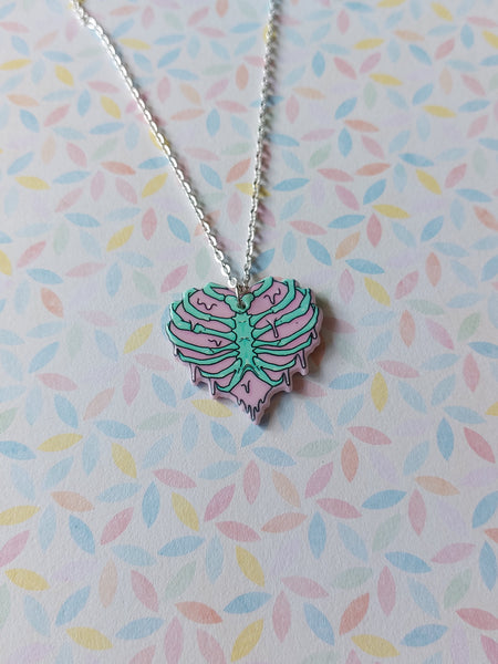 pastel goth necklace - ribcage heart 