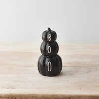 ceramic "boo" pumpkin stack - black