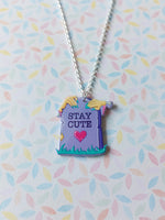 pastel goth necklace - "stay cute" gravestone