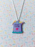 pastel goth necklace - "stay cute" gravestone
