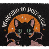 Black Welcome to Purr-adise Cat Doormat