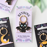 In My Witch Era Bat Cat and Moon Enamel Keyring