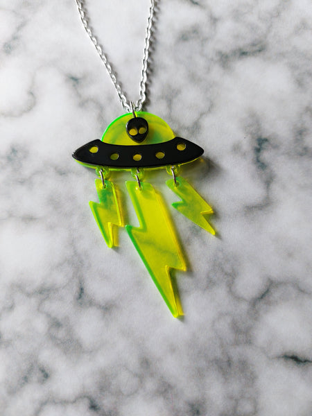 UFO lightening bolt necklace 