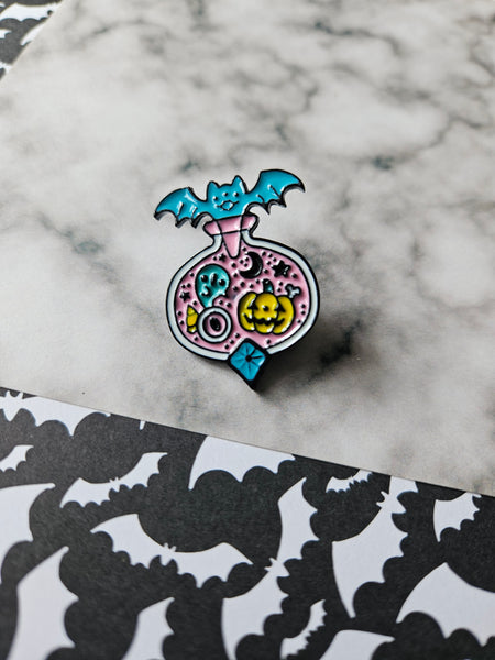 bat potion vial pin badge 