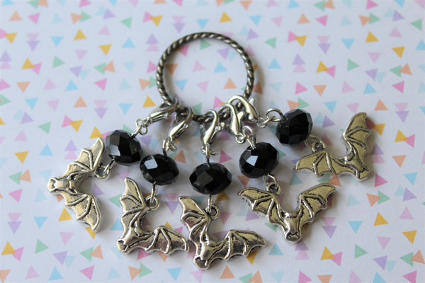5pcs beaded bat stitch markers