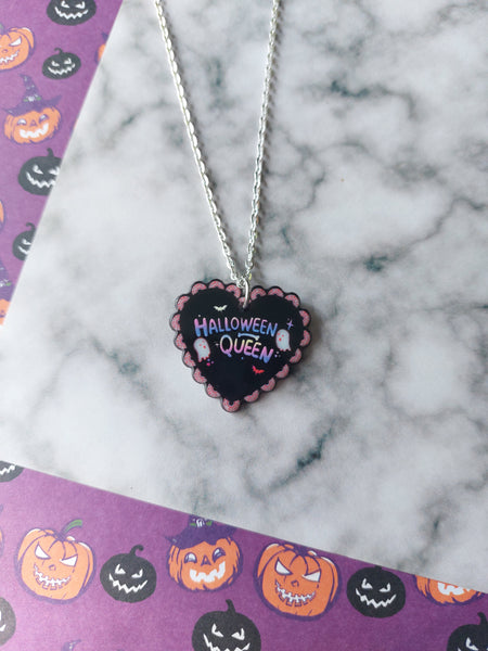halloween queen necklace - black