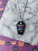 trick or treat coffin necklace - black 