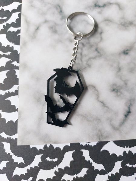 Black Bats Coffin Keyring