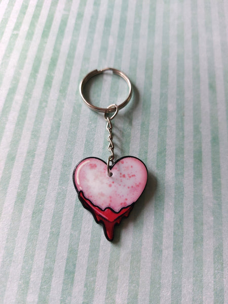 heart keyring - blood drip