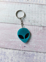 neon alien keyring - blue