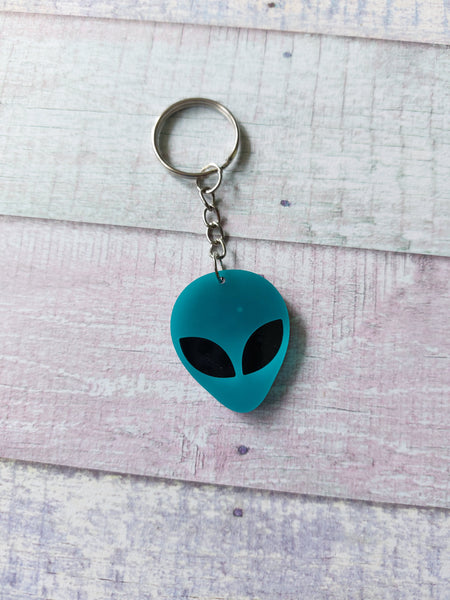 neon alien keyring - blue