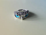 Owl Eyes Ring | Gothic Silver Plated Adjustable Ring | Dark Mystical Jewellery | Witchy Statement Ring