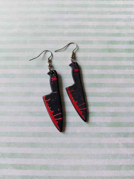 bloody butchers knife earrings