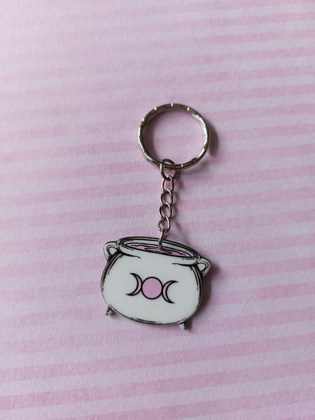 pink witchcraft keyring - cauldron 
