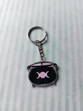 black & pink witchcraft keyring - cauldron 