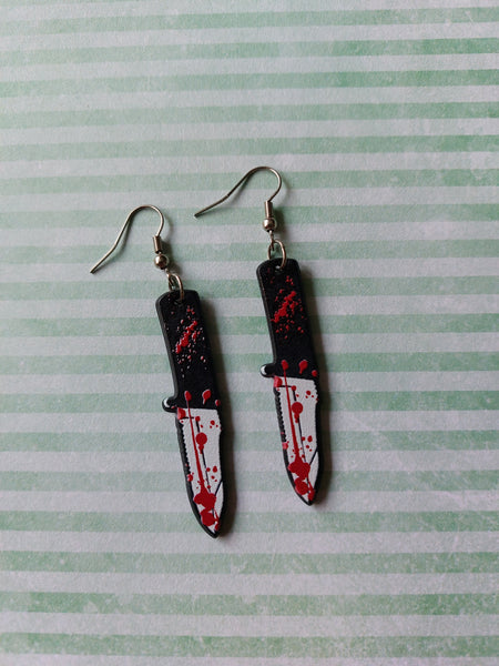 bloody combat knife earrings