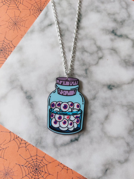 eyeball jar necklace
