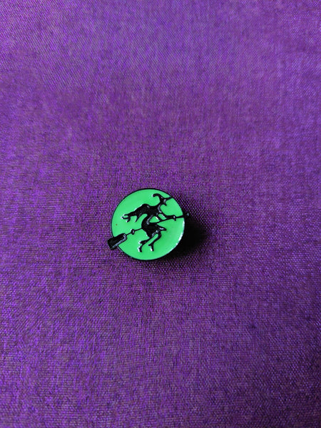 flying witch pin badge