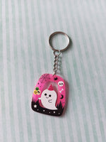 square glitter halloween keyring - ghost 