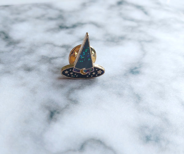 Glitter Witch Hat Pin Badge
