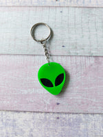 neon alien keyring - green