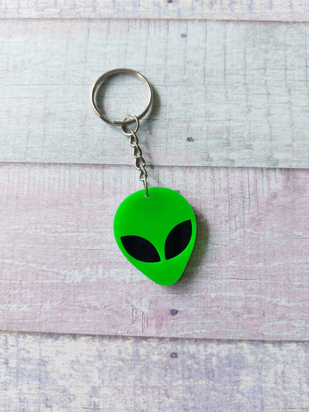 neon alien keyring - green