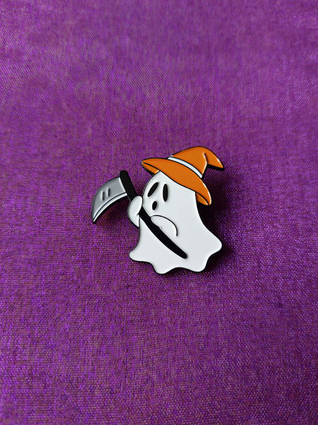 grim reaper ghost pin badge