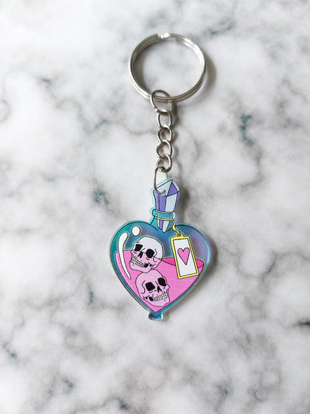 heart potion vial keyring