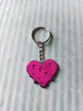 heart keyring - hot pink slime drip