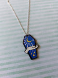 coffin necklace - moon (royal blue) 