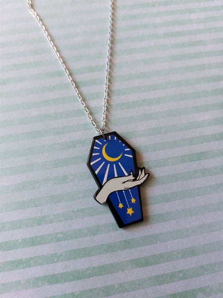 coffin necklace - moon (royal blue) 