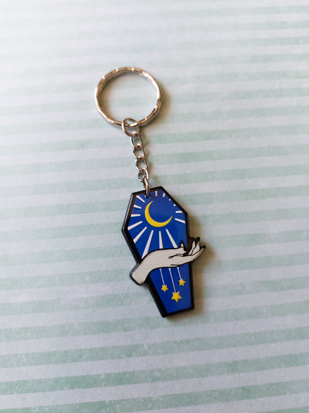 coffin keyring - moon (royal blue) 