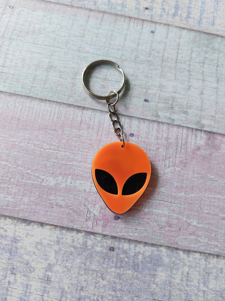 neon alien keyring - orange