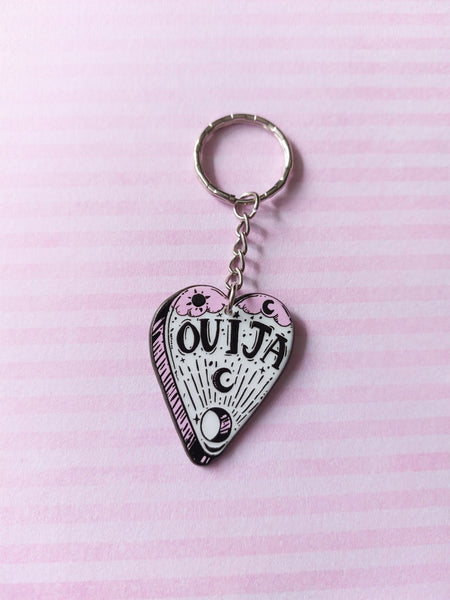 pink witchcraft keyring - ouija planchette 