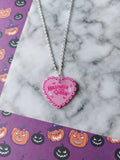 halloween queen heart necklace - pink 