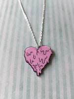 heart necklace - pink slime drip