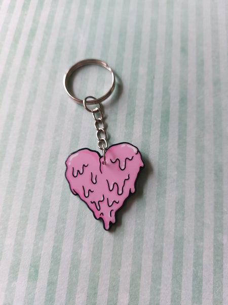 heart keyring - pink slime drip