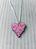 heart necklace - pink slime drip
