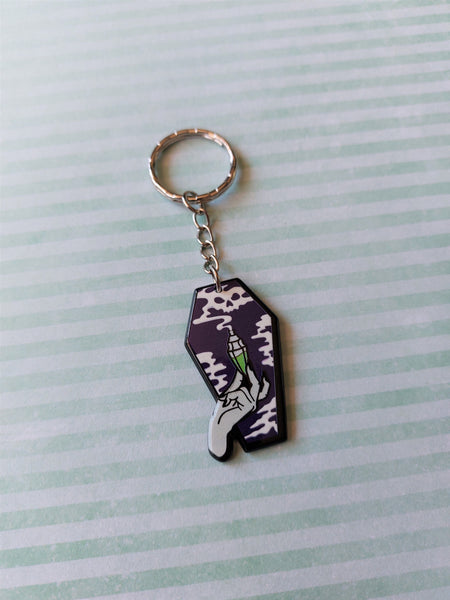 coffin keyring - poison (purple) 