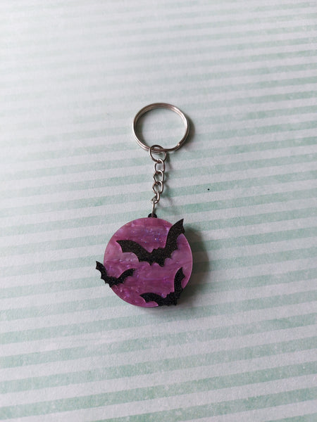 flying bats keyring - purple 