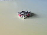 Owl Eyes Ring | Gothic Silver Plated Adjustable Ring | Dark Mystical Jewellery | Witchy Statement Ring