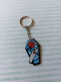 coffin keyring - rose (blue) 